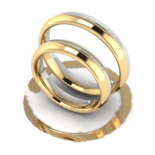 Convex bicolor wedding ring pair (4 mm) (EKB-003)