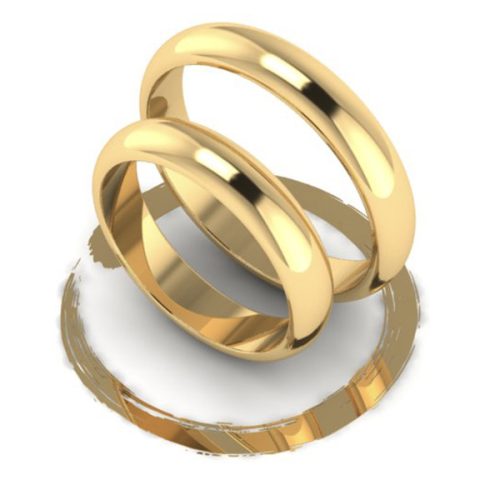 Pair of semi-convex wedding rings (4mm) (EKF-002)