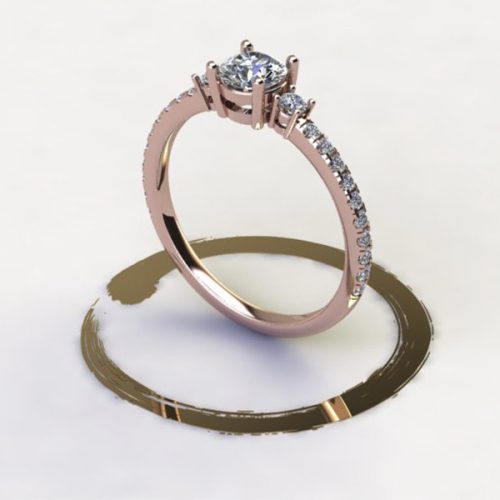 Engagement ring with pavé band (ESK-004)